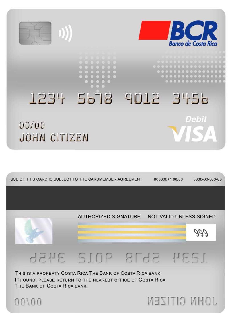 Costa Rica The Bank of Costa Rica bank visa debit card